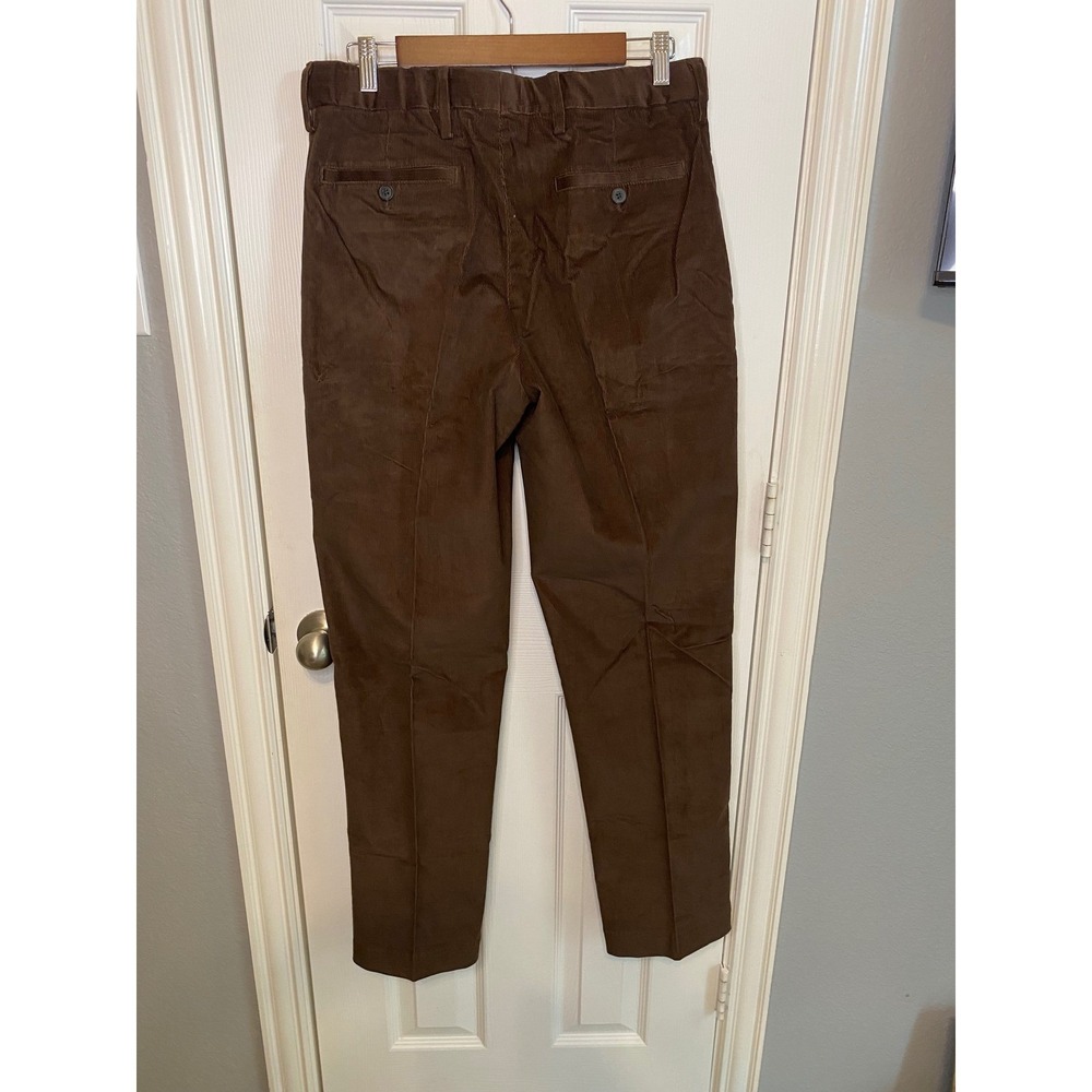 Lands End Mens 32 x 32 Pleated Stretch Fine‎ Wale Corduroy Trouser Brown - Picture 2 of 2